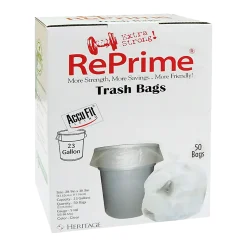 Heritage Accufit Can Liners, 23 Gallon, 0.9 Mil, Clear, Box Of 50