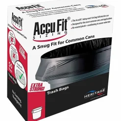 Heritage Accufit Can Liners, 23 Gallon, 0.9 Mil, Clear, Box Of 50