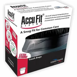 Heritage Accufit Can Liners, 44 Gallon, 0.9 Mil, Clear, Box Of 50