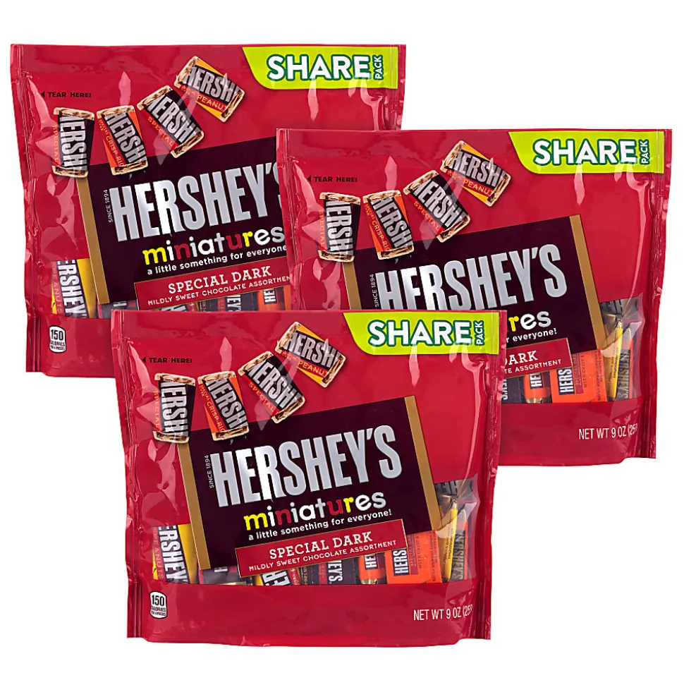 HERSHEY'S Miniatures Dark Chocolate Candy Assortment, 9 oz, 3 Pack