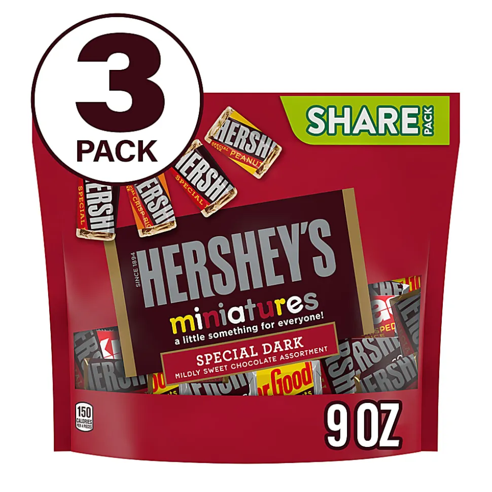 HERSHEY'S Miniatures Dark Chocolate Candy Assortment, 9 oz, 3 Pack