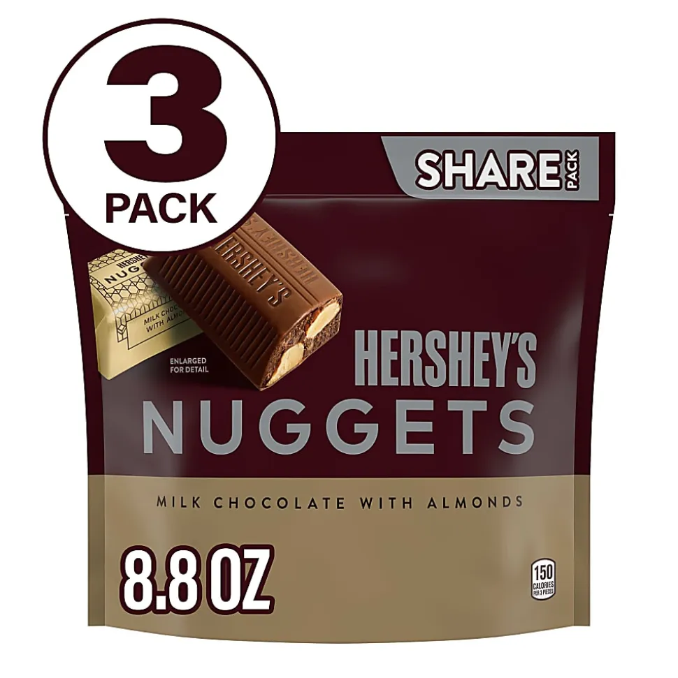 HERSHEY'S NUGGETS Milk Chocolate with Almonds Candy, 8.8 oz, 3 Pack