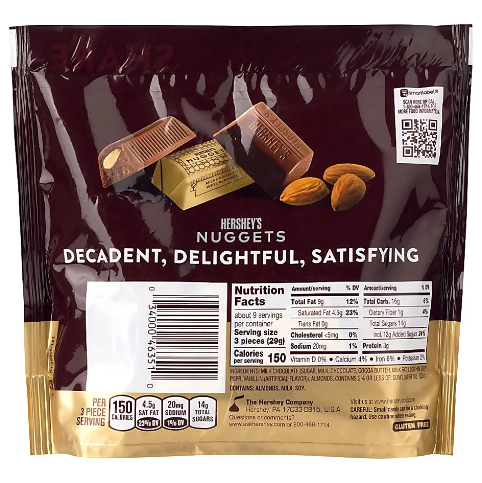 HERSHEY'S NUGGETS Milk Chocolate with Almonds Candy, 8.8 oz, 3 Pack