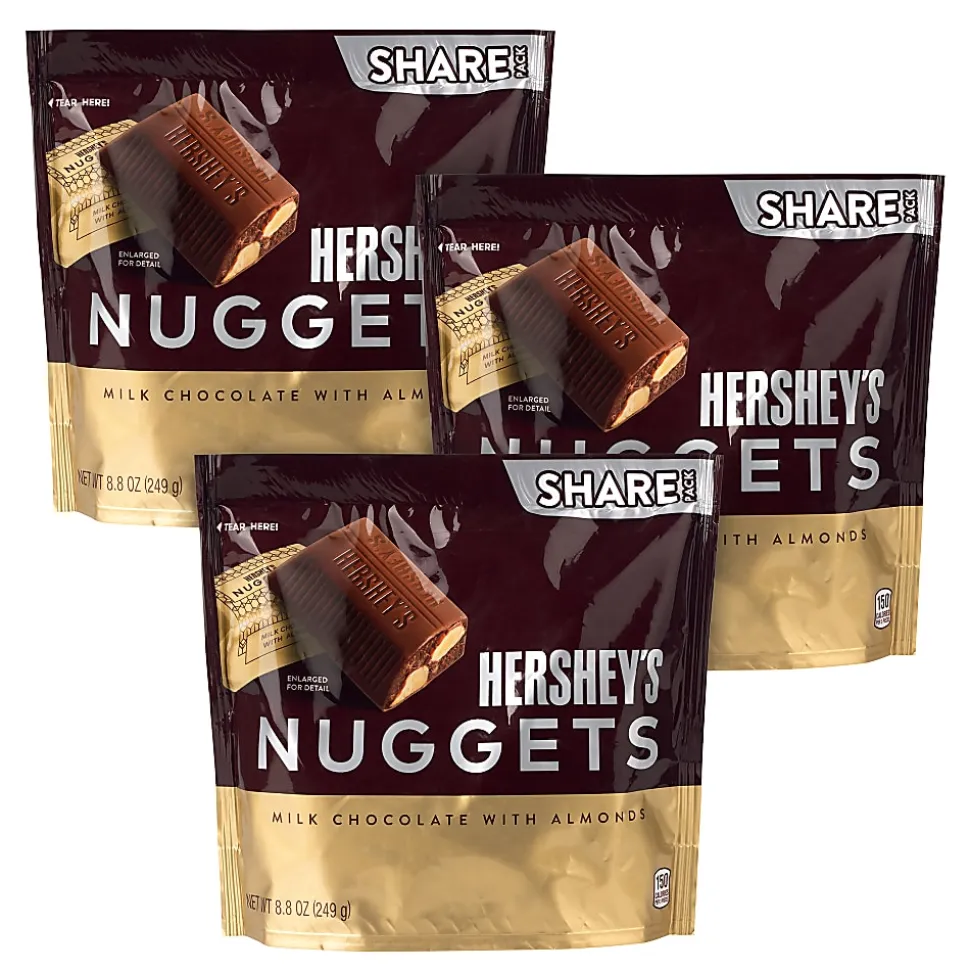 HERSHEY'S NUGGETS Milk Chocolate with Almonds Candy, 8.8 oz, 3 Pack