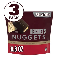 HERSHEY'S NUGGETS SPECIAL DARK Mildly Sweet Chocolate with Almonds Candy, 8.6 oz, 3 Pack