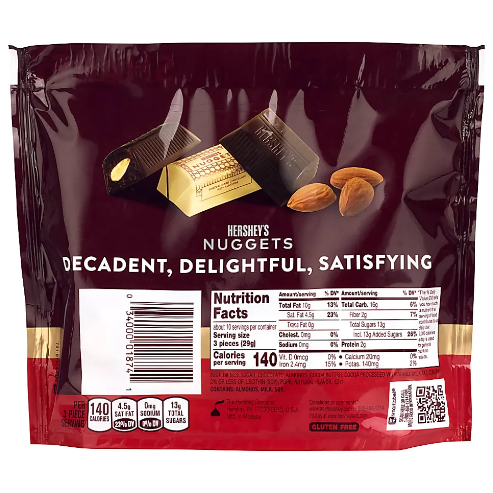 HERSHEY'S NUGGETS SPECIAL DARK Mildly Sweet Chocolate with Almonds Candy, 8.6 oz, 3 Pack