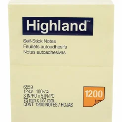 Highland™ Notes, 3 in x 5 in, 12 Pads, 100 Sheets/Pad, Yellow
