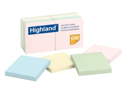 Highland™ Notes, 3 in x 3 in, 12 Pads, 100 Sheets/Pad, Assorted Pastel Colors