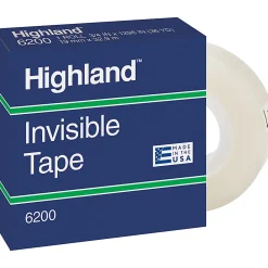 Highland 3/4"W Matte-finish Invisible Tape - 27.78 yd Length x 0.75" Width - 1" Core - 12 / Bundle - Matte Clear