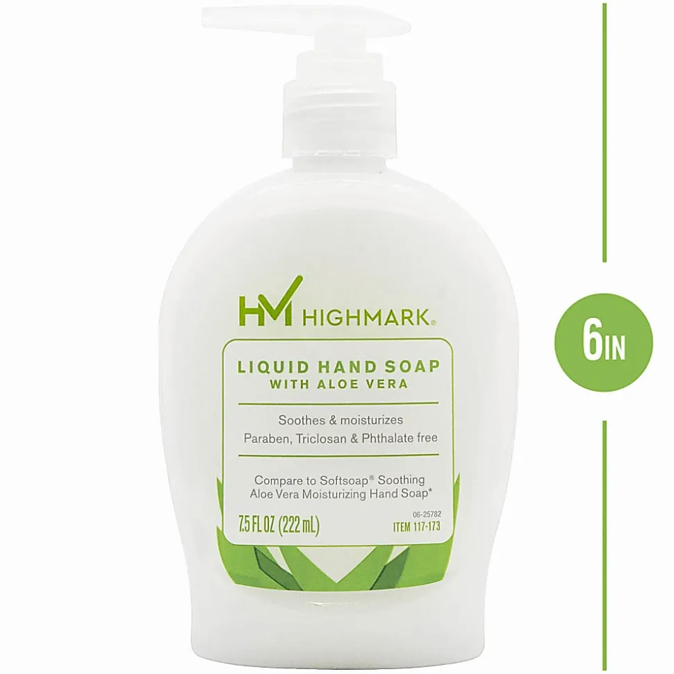 Highmark® Aloe Liquid Hand Soap, Floral Scent, 7.5 Oz, White, Case Of 6 Bottles