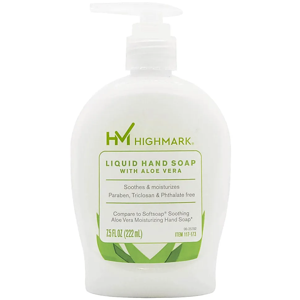 Highmark® Aloe Liquid Hand Soap, Floral Scent, 7.5 Oz, White, Case Of 6 Bottles