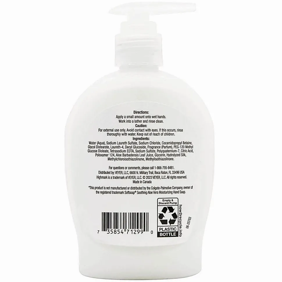 Highmark® Aloe Liquid Hand Soap, Floral Scent, 7.5 Oz, White, Case Of 6 Bottles
