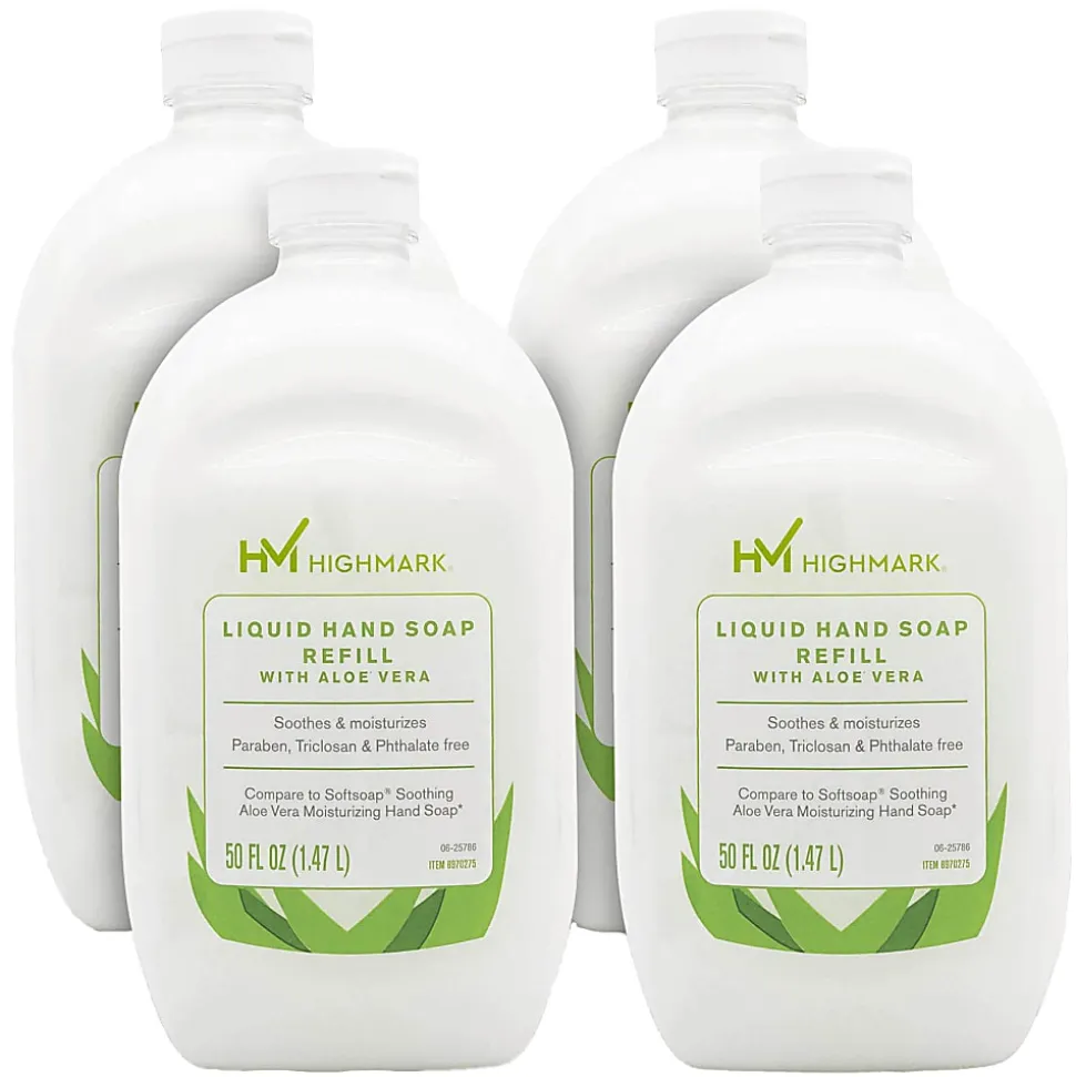 Highmark® Aloe Liquid Hand Soap, Floral Scent, 50 Oz Refill Bottle, White, Case Of 4 Bottles