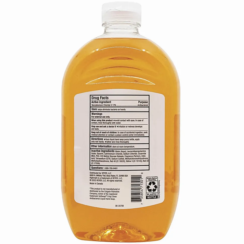 Highmark® Antibacterial Liquid Hand Soap, Clean Scent, 50 Oz Refill Bottle, Orange, Case Of 4 Bottles