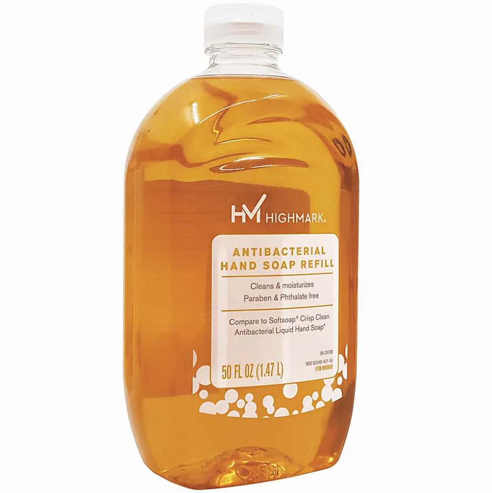 Highmark® Antibacterial Liquid Hand Soap, Clean Scent, 50 Oz Refill Bottle, Orange, Case Of 4 Bottles