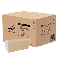 Highmark® C-Fold 1-Ply Paper Towels, 100% Recycled, 198 Sheets Per Pack, Case Of 12 Packs