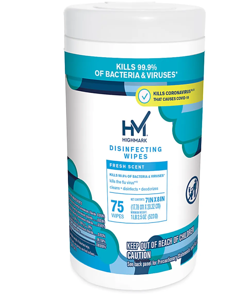 Highmark® Disinfectant Wipes, White, Container Of 75