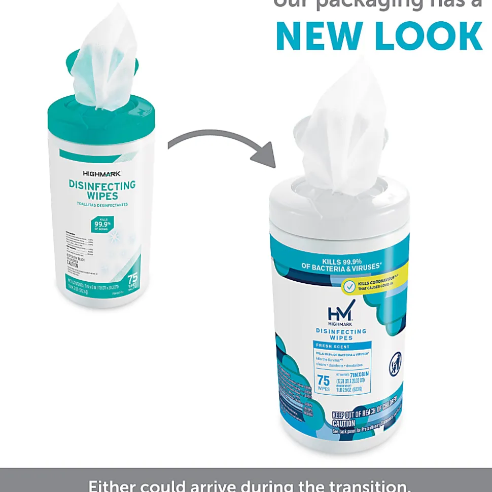 Highmark® Disinfectant Wipes, White, Container Of 75