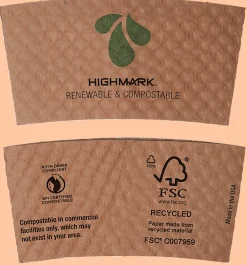 Highmark® ECO Compostable Breakroom Hot Cup Sleeves, 100% Recycled, Kraft, Box Of 1,300
