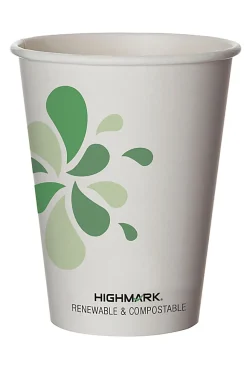 Highmark® ECO Compostable Hot Coffee Cups, 12 Oz, White, Pack Of 50