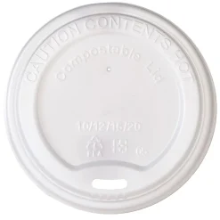 Highmark® ECO Compostable Hot Coffee Cup Lids, White, Pack Of 800