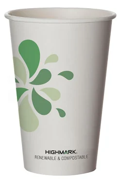 Highmark® ECO Compostable Hot Coffee Cups, 16 Oz, White, Pack Of 500