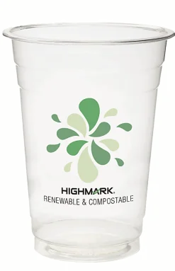 Highmark® ECO Compostable Plastic Cups, 16 Oz, Clear, Pack Of 50