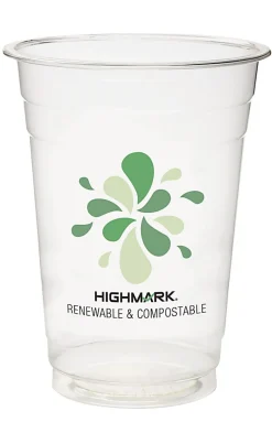 Highmark® ECO Compostable Plastic Cups, 16 Oz, Clear, Pack Of 500