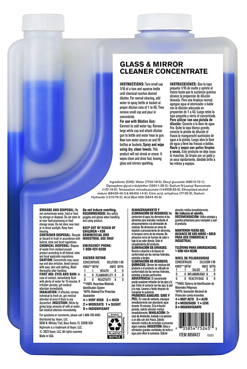 Highmark® ECO Glass And Mirror Cleaner Concentrate, 2 Liters