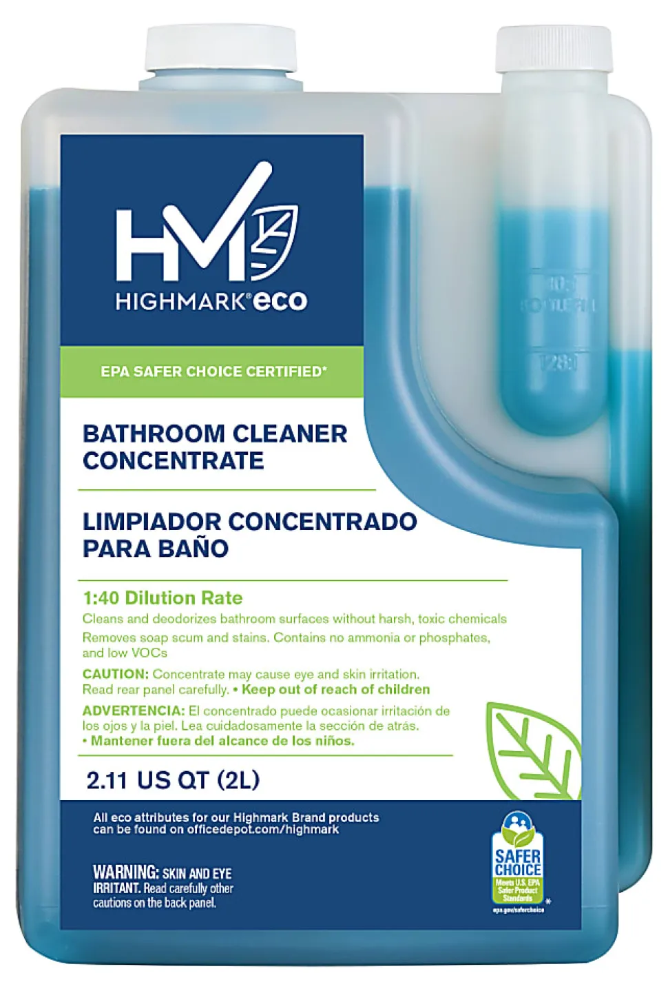 Highmark® ECO Liquid Bathroom Cleaner Concentrate, 2 Liters, Case Of 4 Bottles