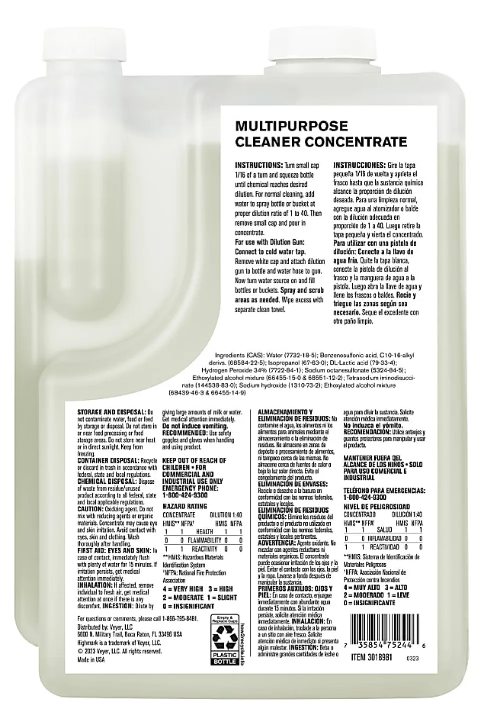 Highmark® ECO Multi-Purpose Cleaner Concentrate, 2 Liters