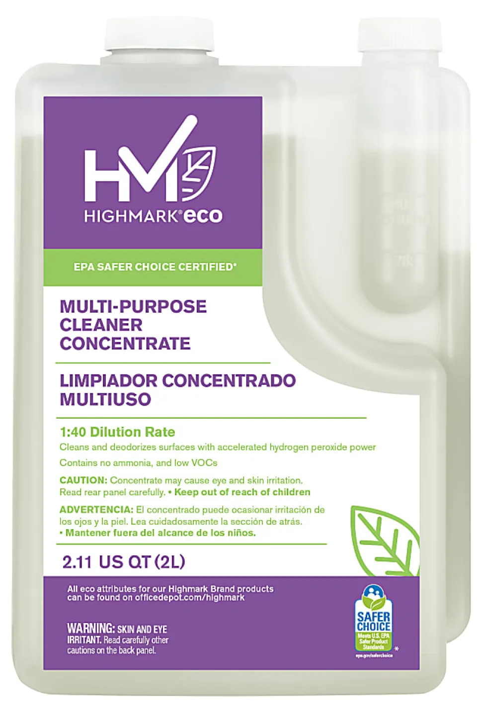 Highmark® ECO Multi-Purpose Cleaner Concentrate, 2 Liters, Case Of 4 Bottles