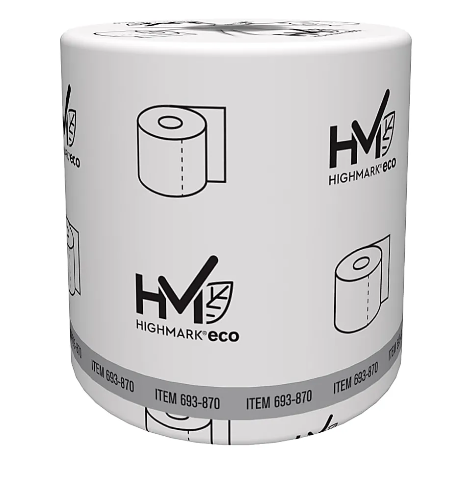 Highmark® ECO 2-Ply Toilet Paper, 100% Recycled, White, 550 Sheets Per Roll, Case Of 80 Rolls