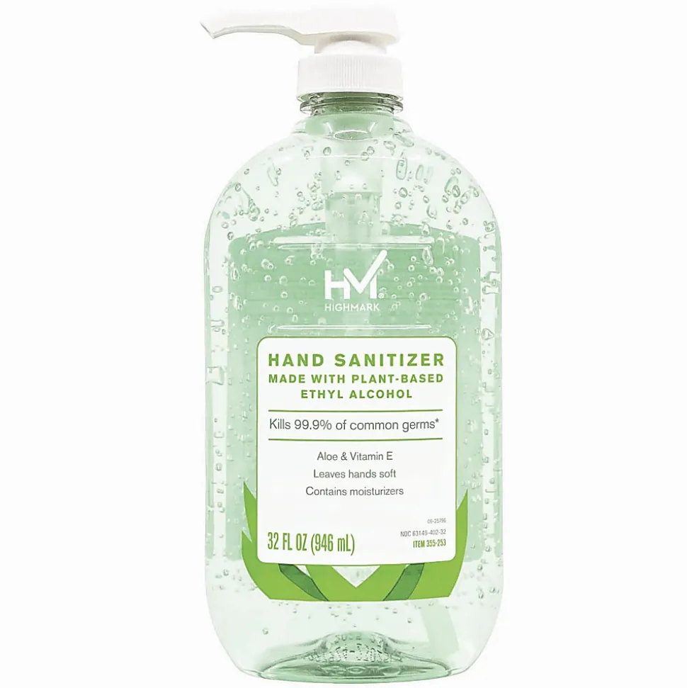 Highmark® Hand Sanitizer With Aloe, Floral Scent, 32 Oz, Green, Case Of 6 Bottles