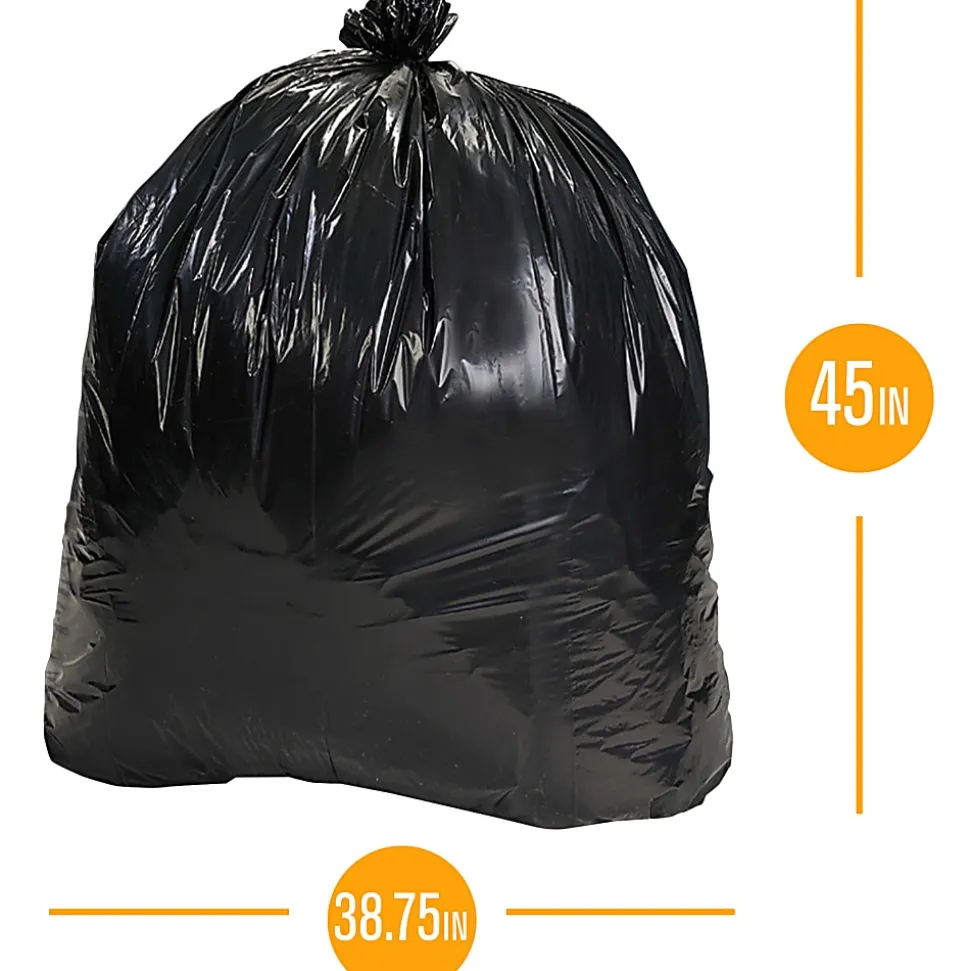 Highmark™ Heavy Duty 0.9 mil. Extra-Large Trash Bags, 45 Gallon, 45" x 38.75", Black, Box Of 24