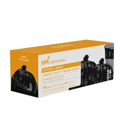 Highmark™ Heavy Duty 0.9 mil. Extra-Large Trash Bags, 45 Gallon, 45