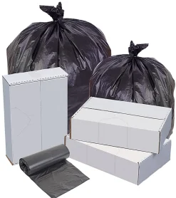 Highmark™ High-Density Can Liners, 0.87 mil, 22 Mic, 56 Gallons, 43" x 48", Black, Box Of 150