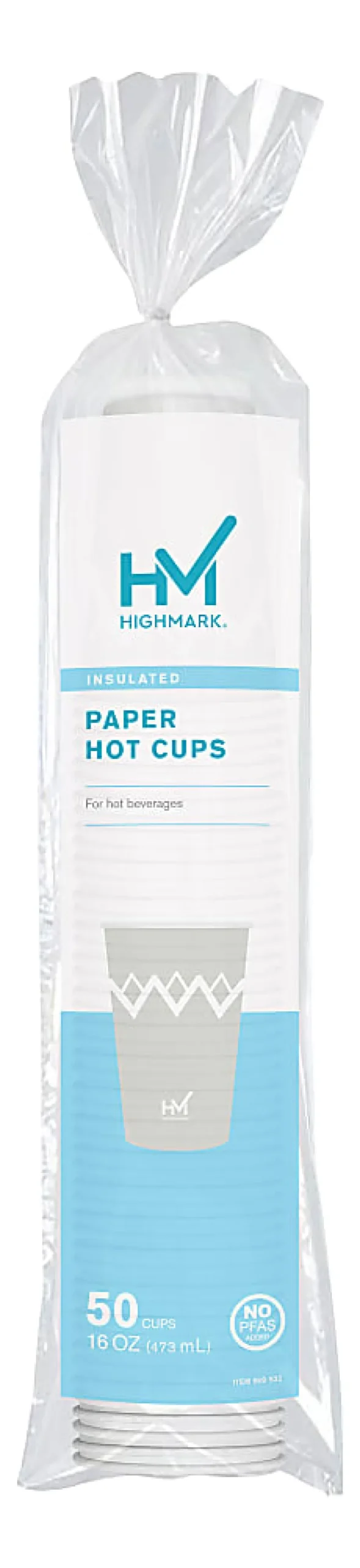 Highmark® Insulated Hot Cups, 16 Oz, 42% Recycled, Gray/White, Pack Of 50