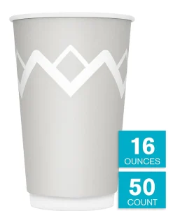 Highmark® Insulated Hot Cups, 16 Oz, 42% Recycled, Gray/White, Pack Of 50
