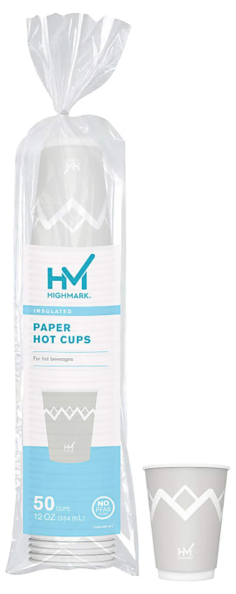 Highmark® Insulated Hot Cups, 12 Oz, 42% Recycled, Gray/White, Pack Of 50