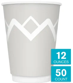 Highmark® Insulated Hot Cups, 12 Oz, 42% Recycled, Gray/White, Pack Of 50