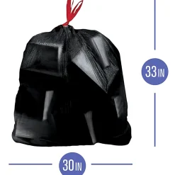 Highmark™ Large Drawstring Trash Bags, 1.05 mil, 30 Gallon, Black, Box Of 25