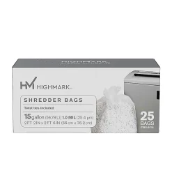 Highmark™ Large Shredder Bags, 15 Gallon, Clear, Box Of 25 Bags