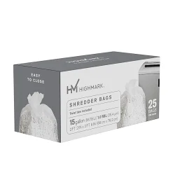 Highmark™ Large Shredder Bags, 15 Gallon, Clear, Box Of 25 Bags