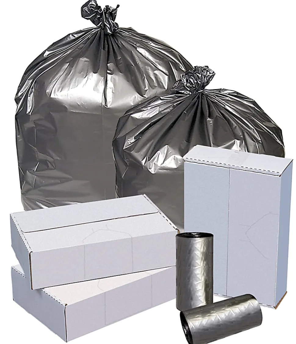Highmark™ Linear Low Density Can Liners, 1.7-mil, 60 Gallons, 38" x 58", Silver, Box Of 50