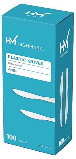 Highmark® Medium-Length Plastic Cutlery, Knives, Pack Of 100 Knives