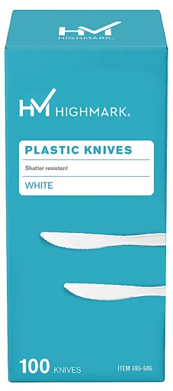 Highmark® Medium-Length Plastic Cutlery, Knives, Pack Of 100 Knives