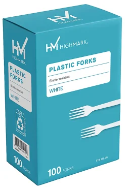 Highmark® Medium-Length Plastic Cutlery, Forks, Pack Of 100 Forks