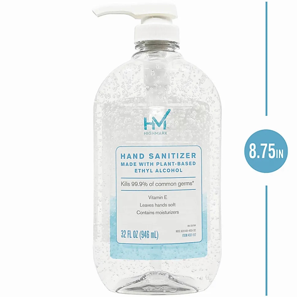 Highmark® Original Hand Sanitizer, Fresh Scent, 32 Oz, Clear, Case Of 6 Bottles