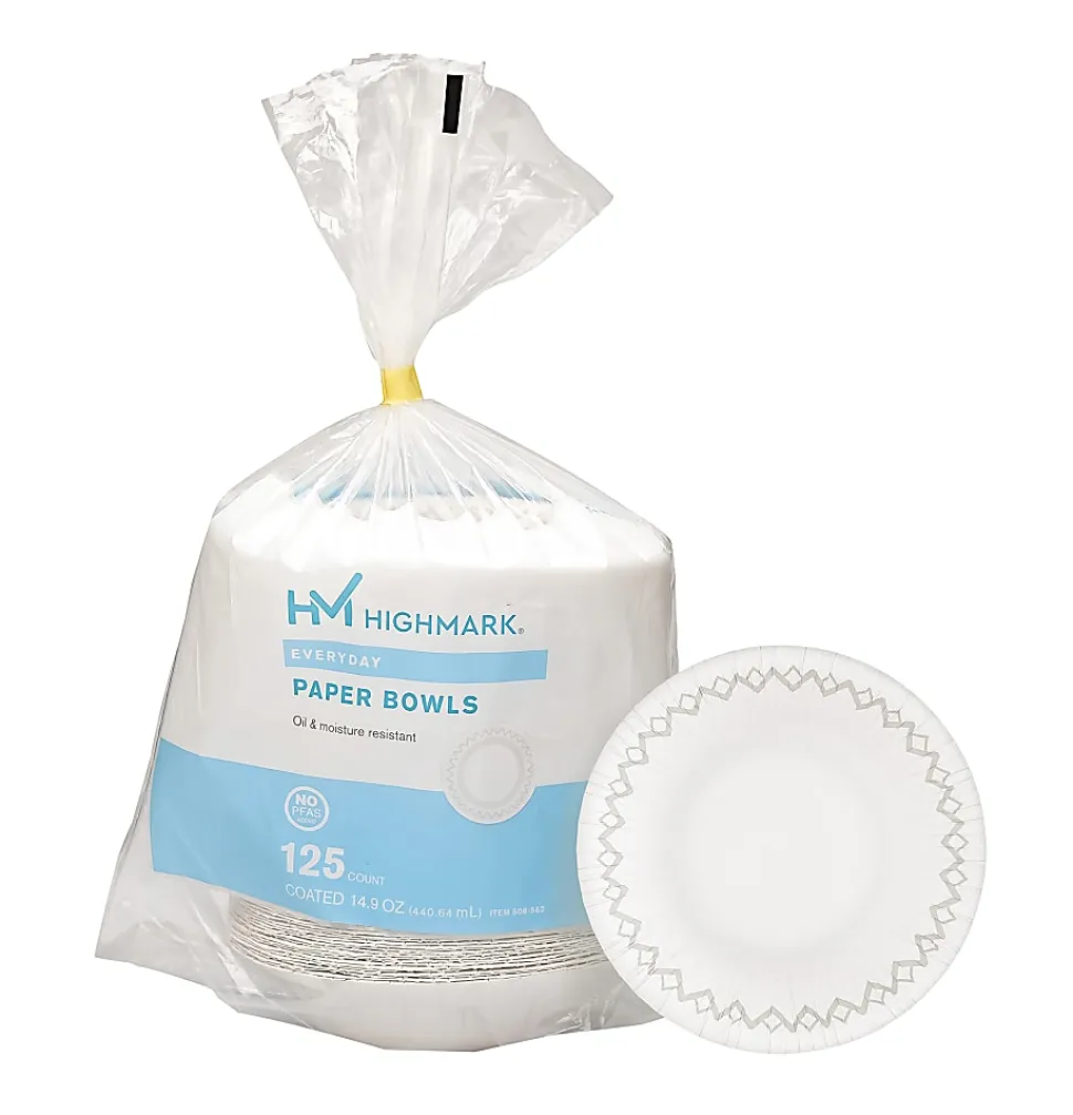 Highmark® Paper Bowls, 14.9 oz, Printed White, Pack Of 125